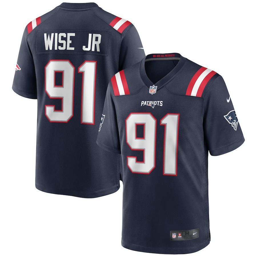 Men New England Patriots #91 Deatrich Wise Jr. Nike Navy Game NFL Jersey